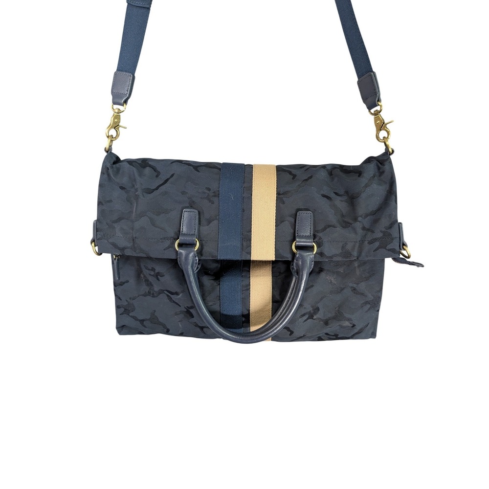 Mark and Graham Foldover Tote Navy Camo Nylon Messenger Bag Crossbody